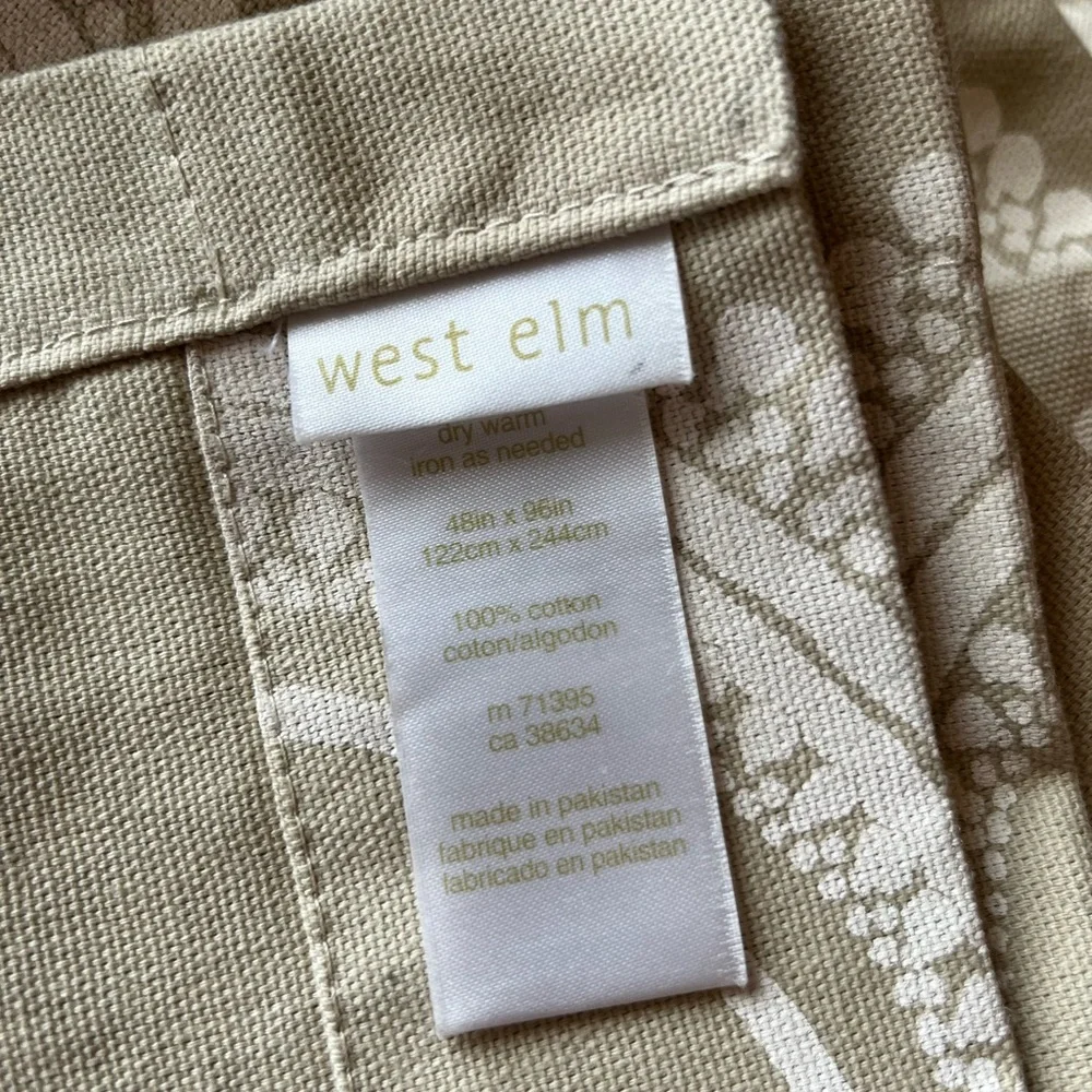 West Elm Beige and White Circular Pattern Curtain